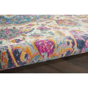 Photo of Pink and Blue Floral Medallion Area Rug