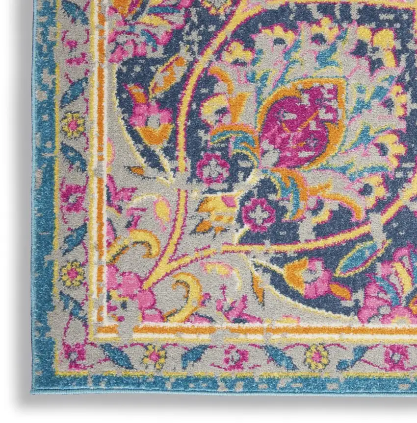 Ivory And Blue Medallion Area Rug Photo 7