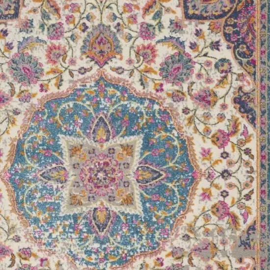 Ivory And Blue Medallion Area Rug Photo 1