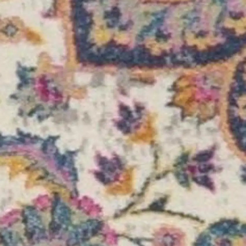 Ivory And Blue Medallion Area Rug Photo 3