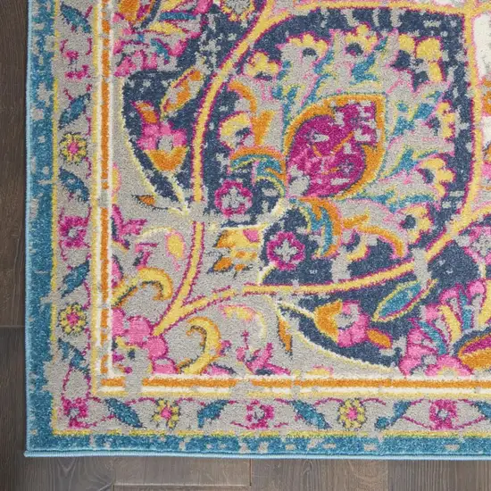 Ivory And Blue Medallion Area Rug Photo 9