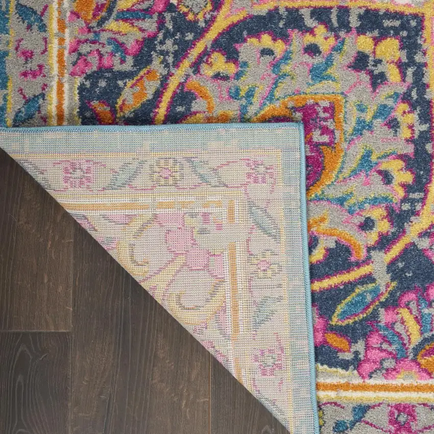 Ivory And Blue Medallion Area Rug Photo 9