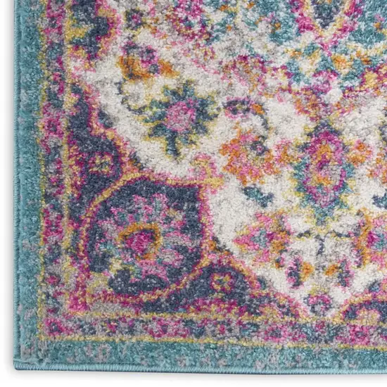 Ivory And Blue Medallion Area Rug Photo 7