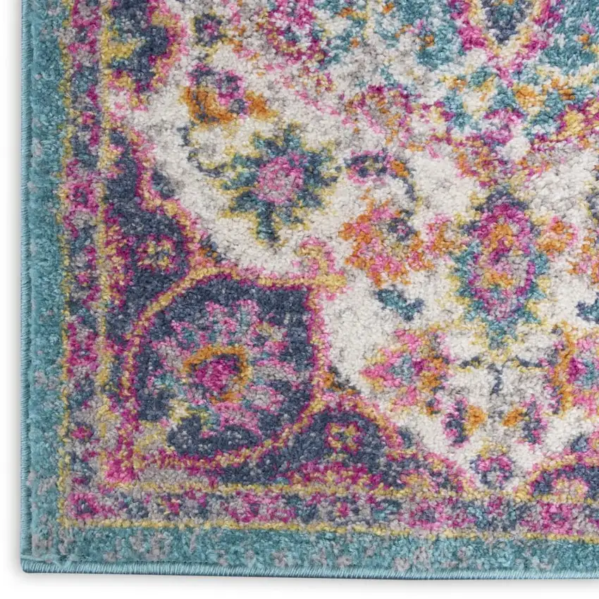 Ivory And Blue Medallion Area Rug Photo 7