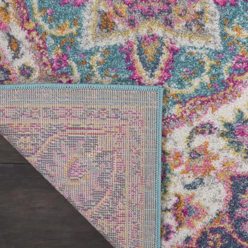 Ivory And Blue Medallion Area Rug Photo 9