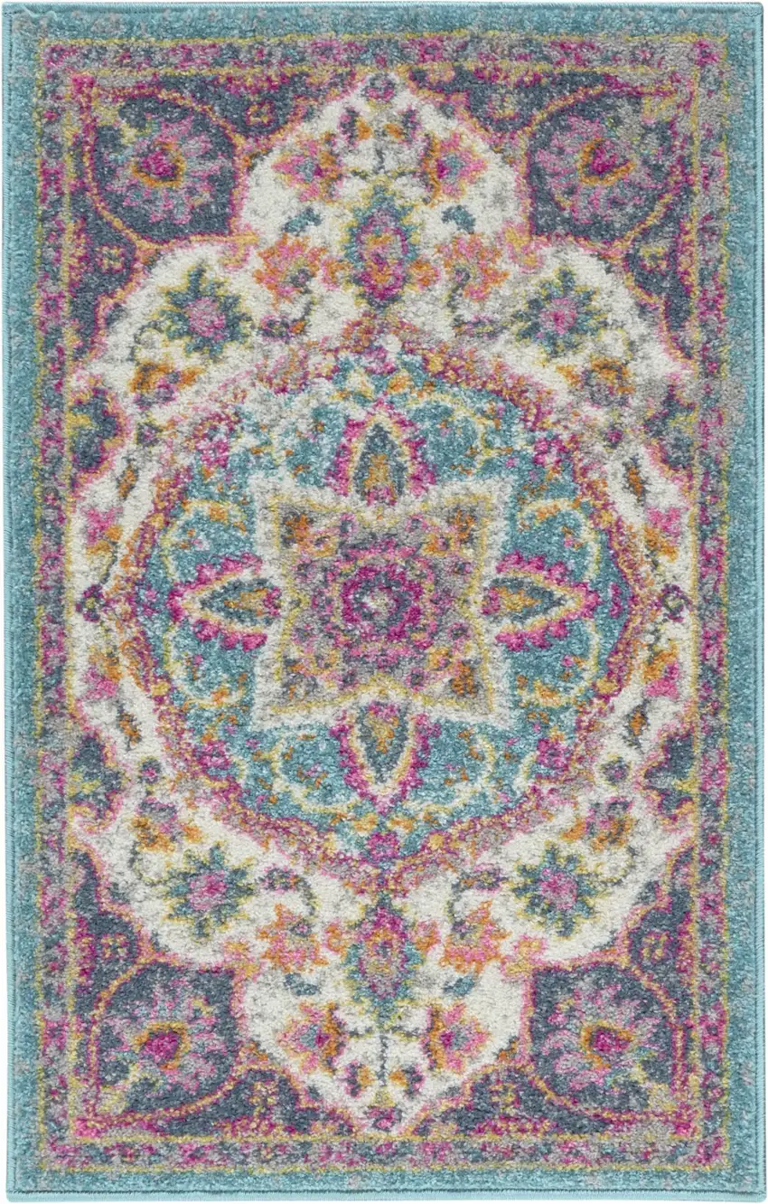 Pink And Green Dhurrie Area Rug Photo 3