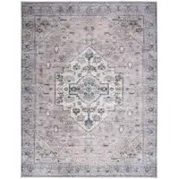 Photo of Pink and Blue Oriental Power Loom Distressed Washable Non Skid Area Rug