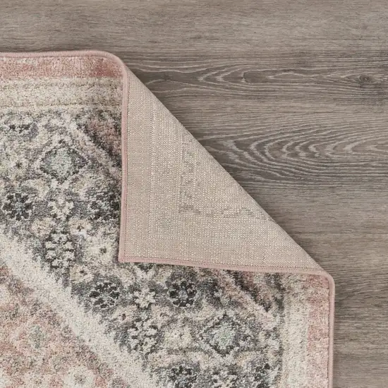 Pink and Cream Medallion Area Rug Photo 9