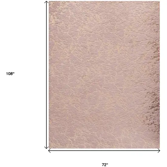 Pink and Gold Faux Fur Abstract Shag Non Skid Area Rug Photo 3