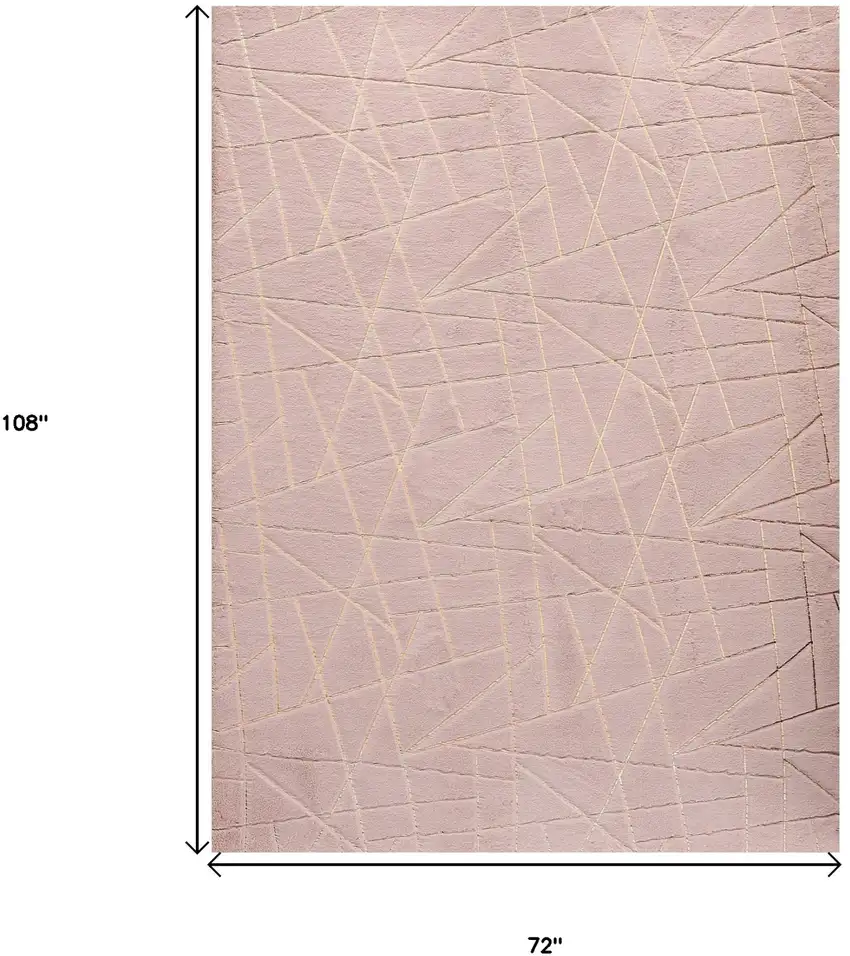 Pink and Gold Faux Fur Abstract Shag Non Skid Area Rug Photo 3