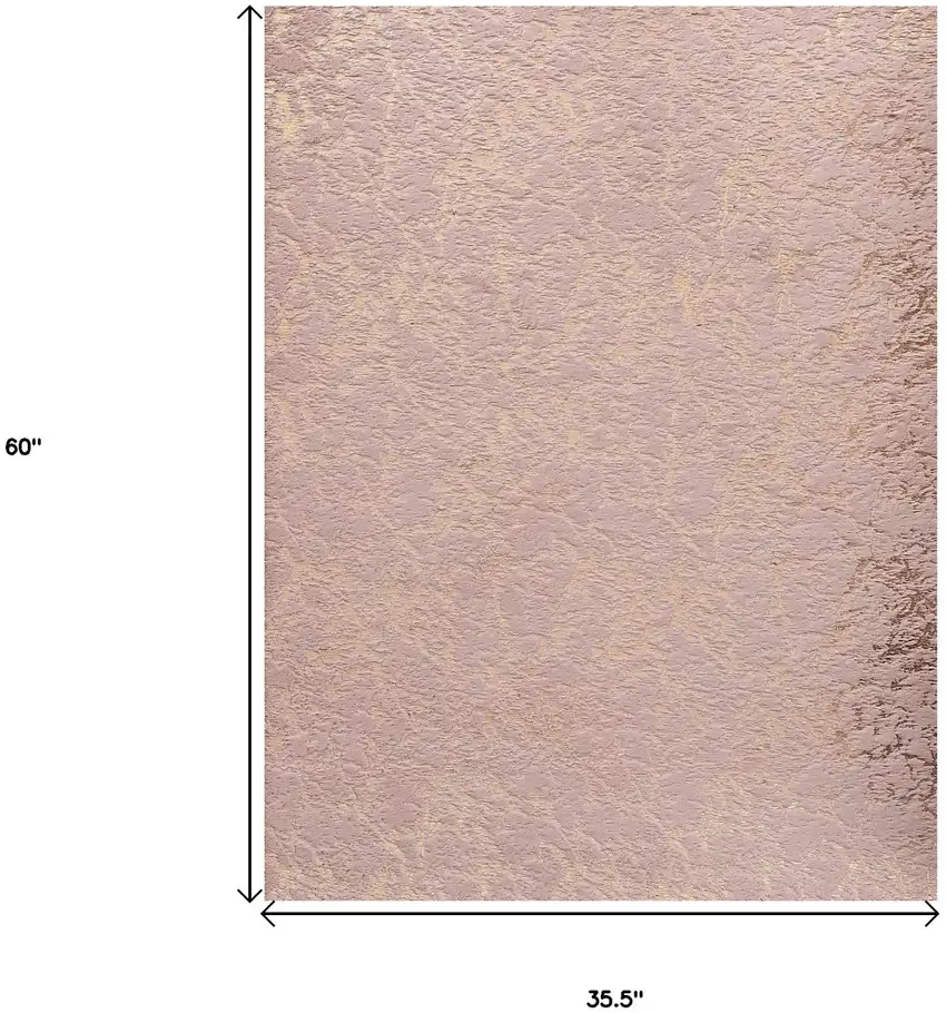 Pink and Gold Faux Fur Abstract Shag Non Skid Area Rug Photo 3