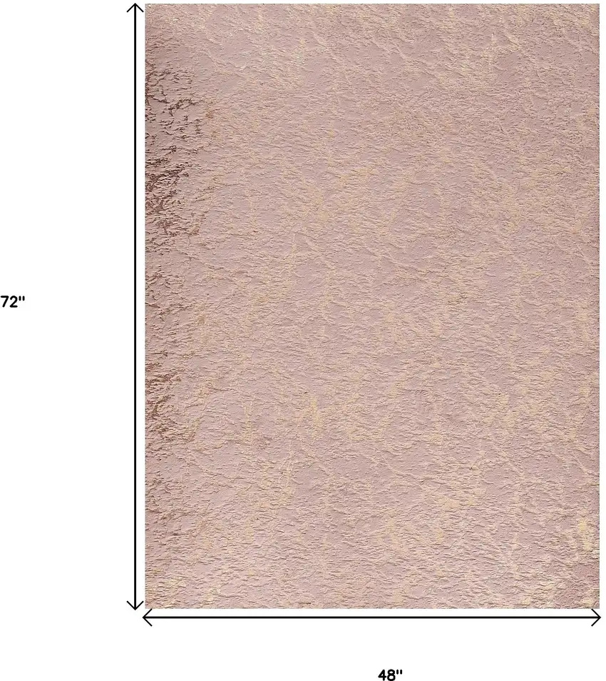 Pink and Gold Faux Fur Abstract Shag Non Skid Area Rug Photo 3