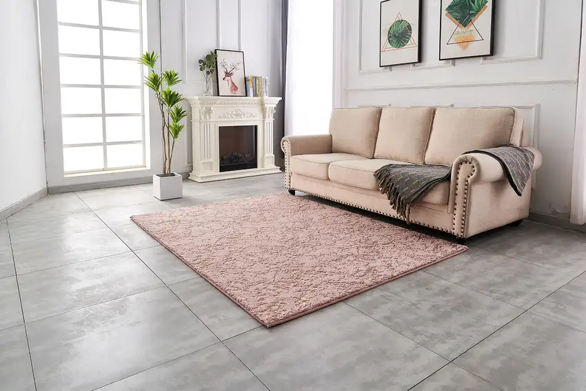 Pink and Gold Faux Fur Abstract Shag Non Skid Area Rug Photo 9