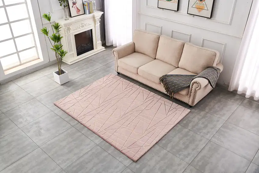Pink and Gold Faux Fur Abstract Shag Non Skid Area Rug Photo 8