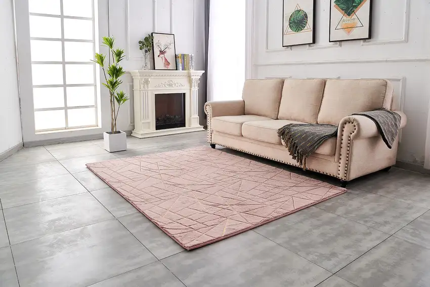 Pink and Gold Faux Fur Abstract Shag Non Skid Area Rug Photo 8