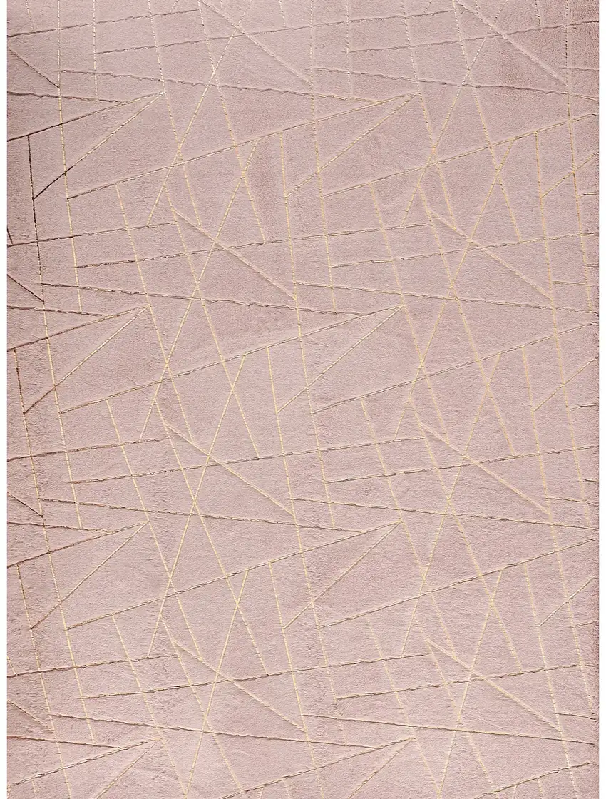 Pink and Gold Faux Fur Abstract Shag Non Skid Area Rug Photo 1