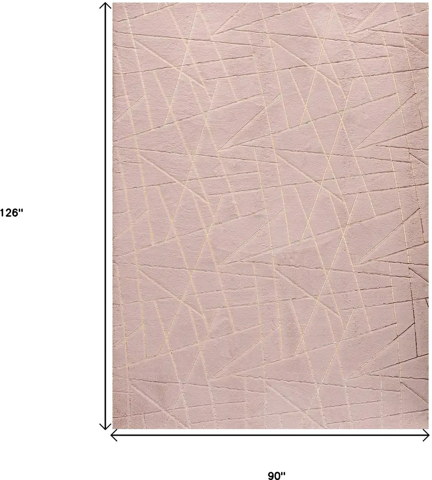 Pink and Gold Faux Fur Abstract Shag Non Skid Area Rug Photo 3