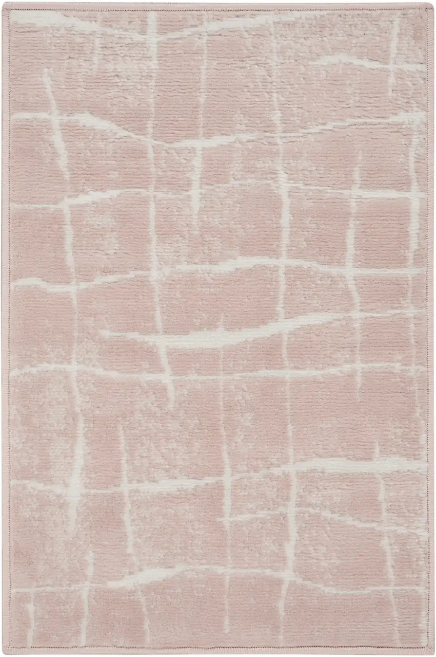 Pink and Ivory Abstract Area Rug Photo 2