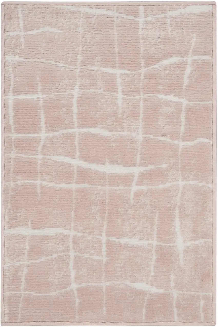 Pink and Ivory Abstract Area Rug Photo 5