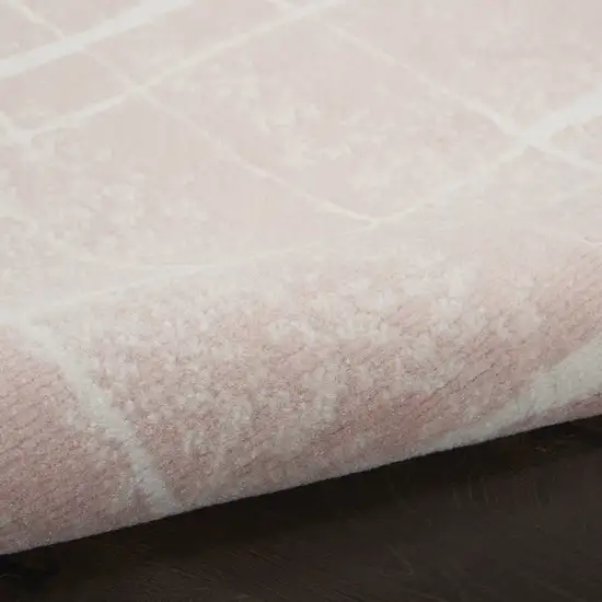 Pink and Ivory Abstract Area Rug Photo 4
