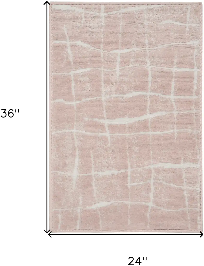Pink and Ivory Abstract Area Rug Photo 3