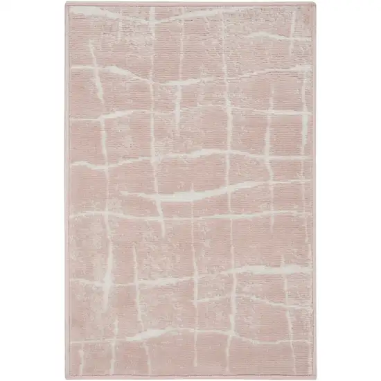 Pink and Ivory Abstract Area Rug Photo 1