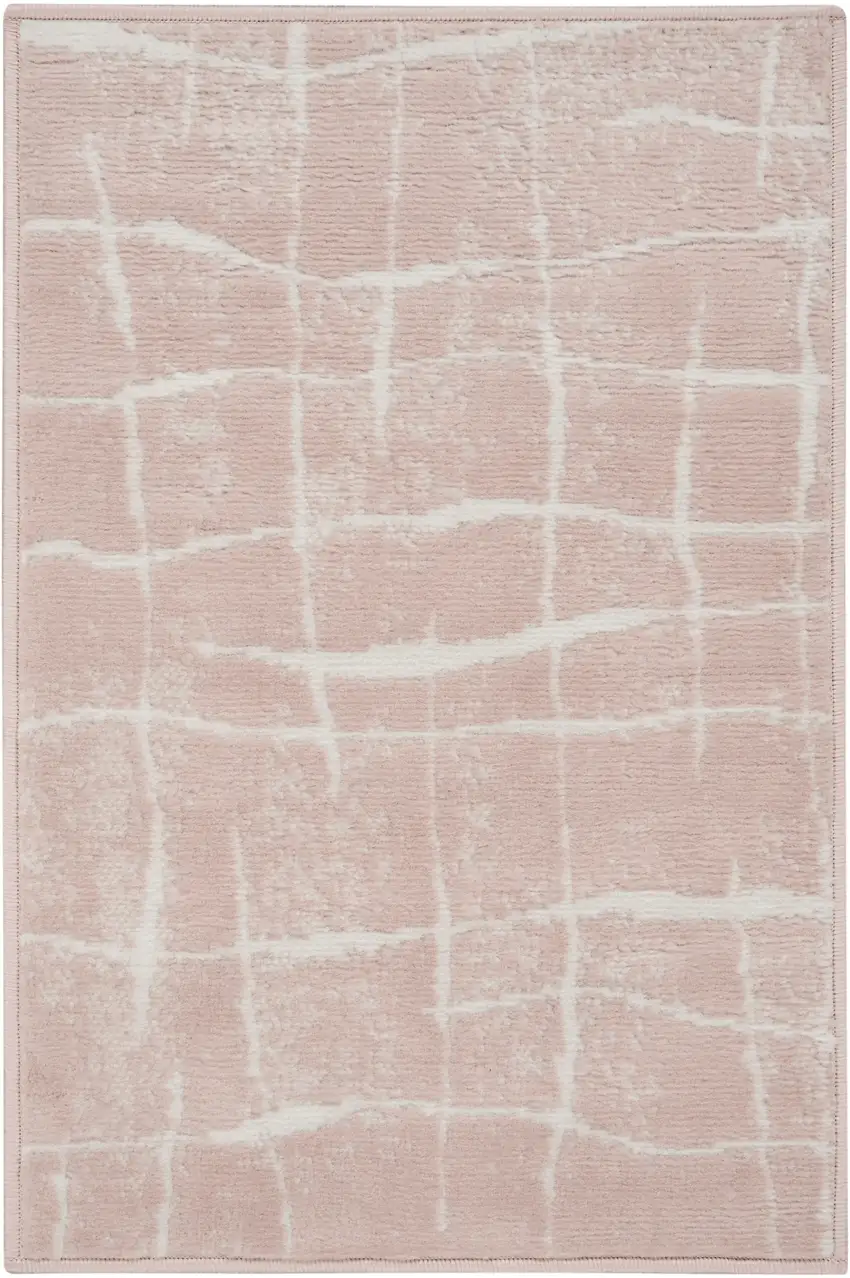 Pink and Ivory Abstract Area Rug Photo 1