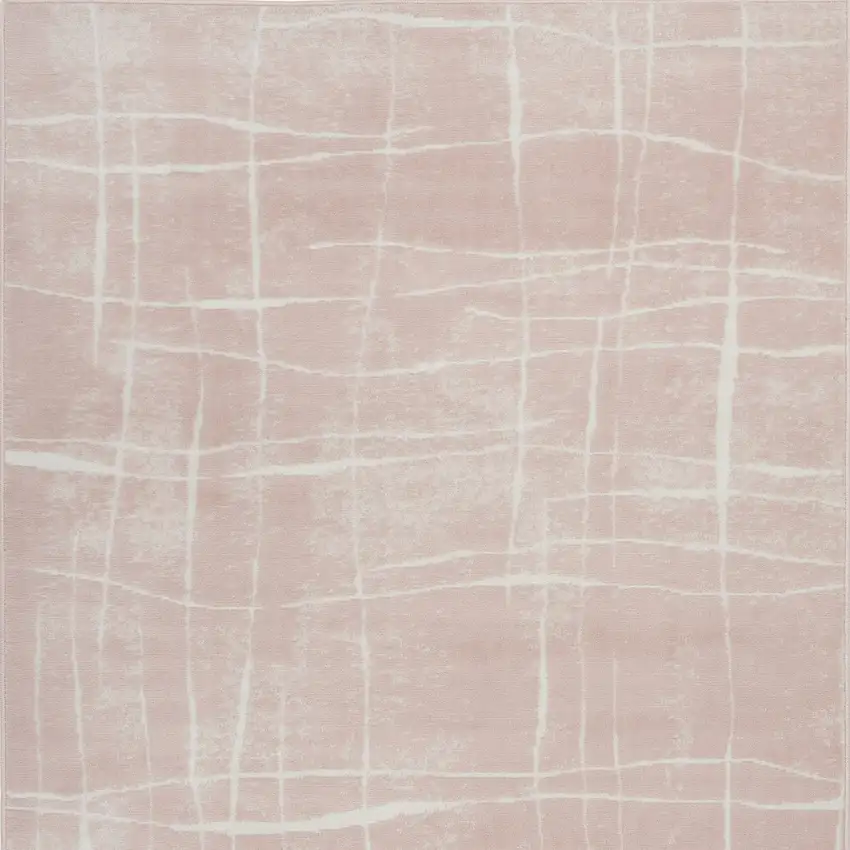 Pink and Ivory Abstract Distressed Non Skid Area Rug Photo 6