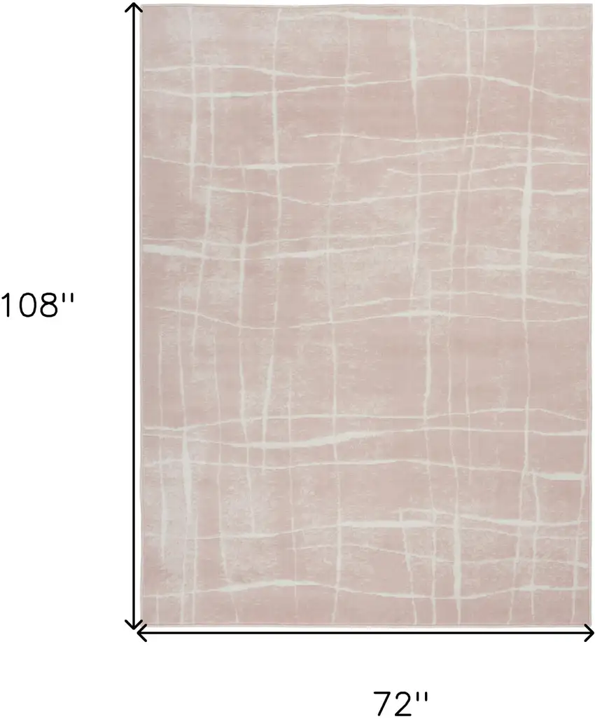 Pink and Ivory Abstract Distressed Non Skid Area Rug Photo 3