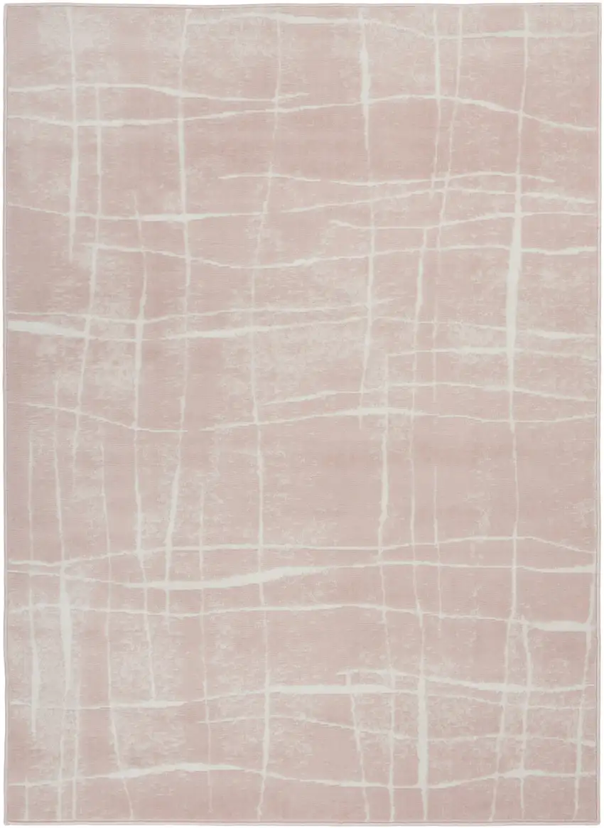 Pink and Ivory Abstract Distressed Non Skid Area Rug Photo 2