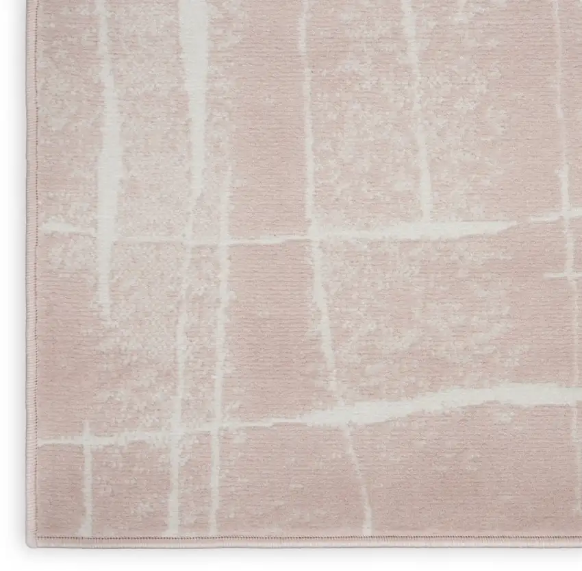 Pink and Ivory Abstract Distressed Non Skid Area Rug Photo 8