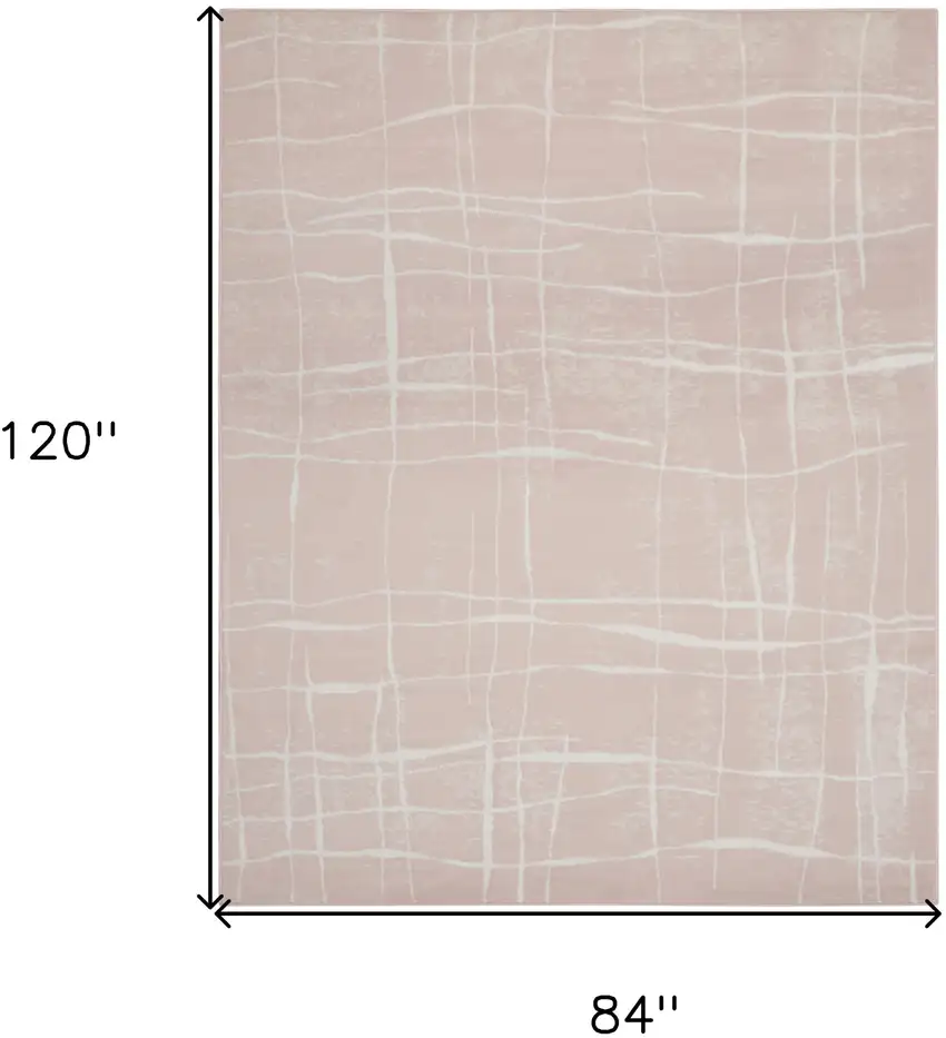 Pink and Ivory Abstract Distressed Non Skid Area Rug Photo 3