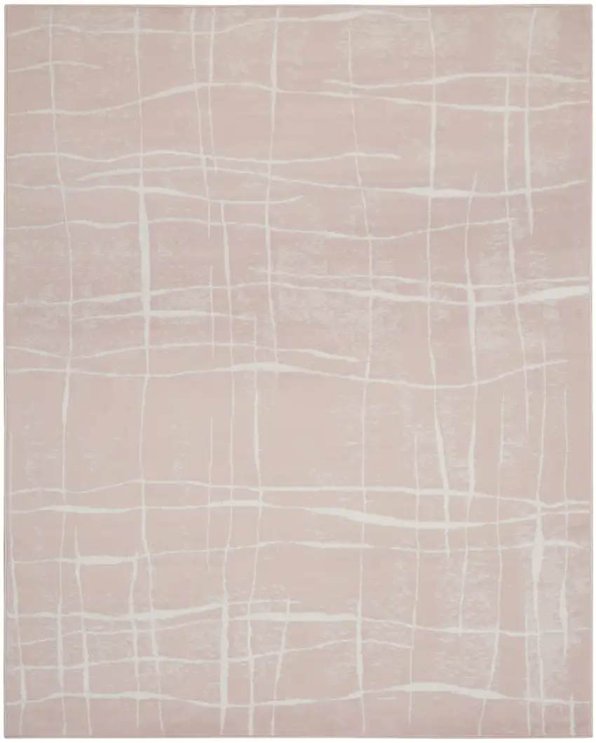 Pink and Ivory Abstract Distressed Non Skid Area Rug Photo 2