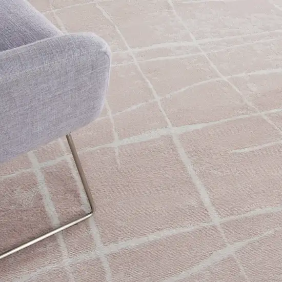 Pink and Ivory Abstract Distressed Non Skid Area Rug Photo 9
