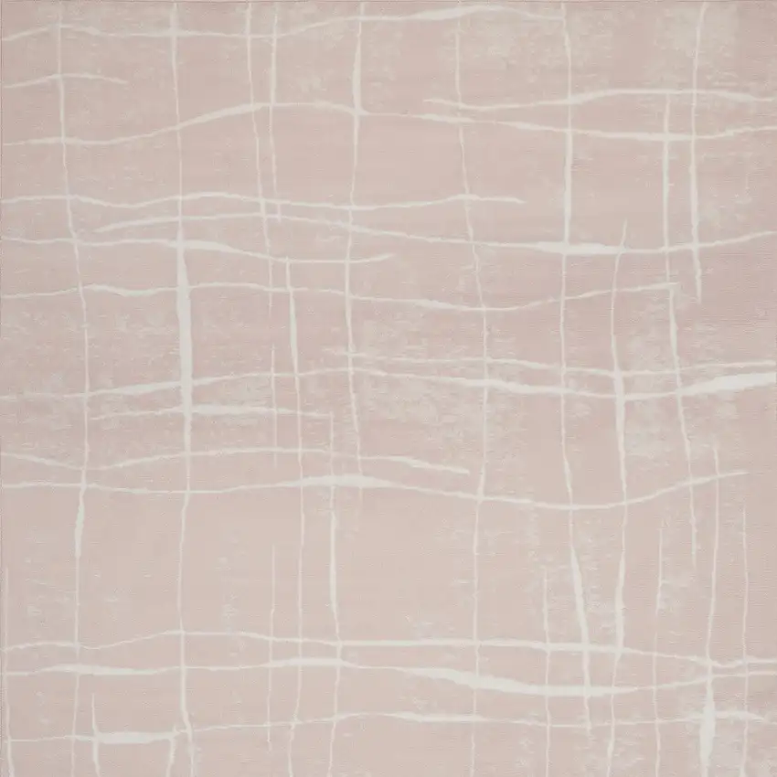 Pink and Ivory Abstract Distressed Non Skid Area Rug Photo 6