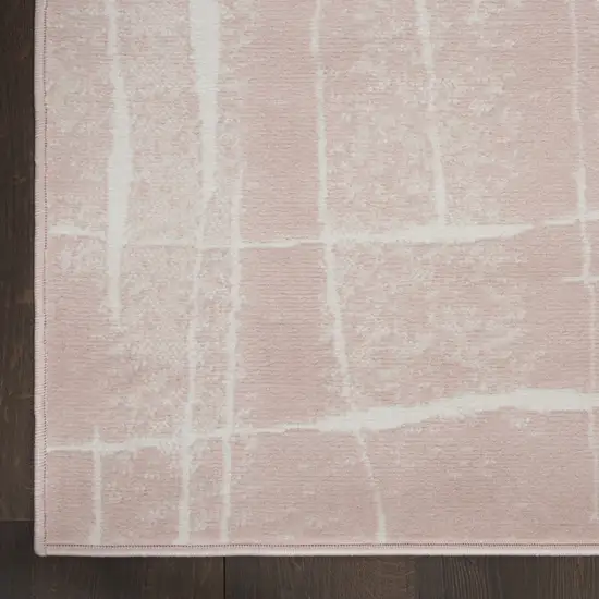 Pink and Ivory Abstract Distressed Non Skid Area Rug Photo 9
