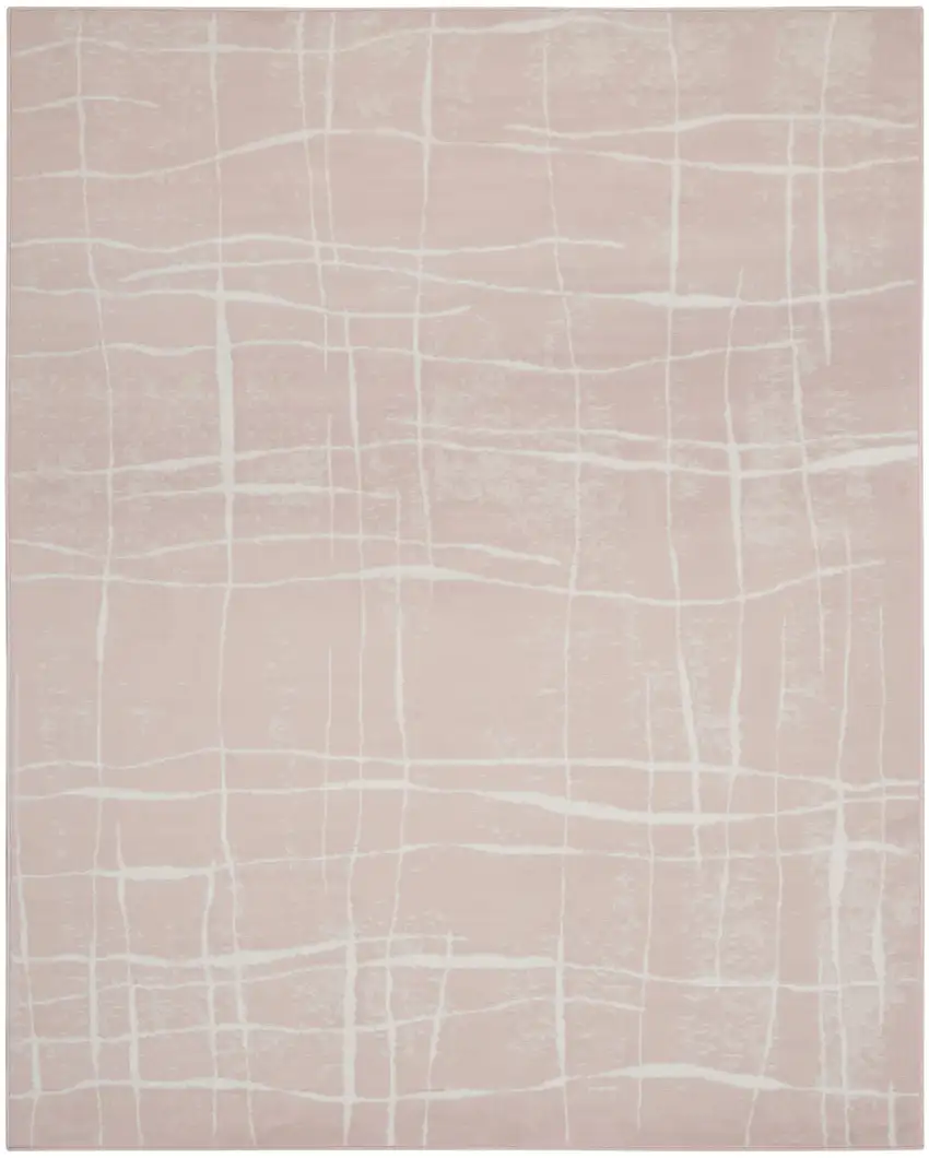 Pink and Ivory Abstract Distressed Non Skid Area Rug Photo 1