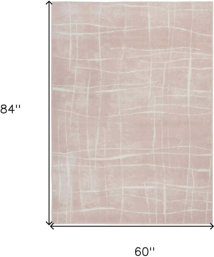Pink and Ivory Abstract Geometric Area Rug Photo 3