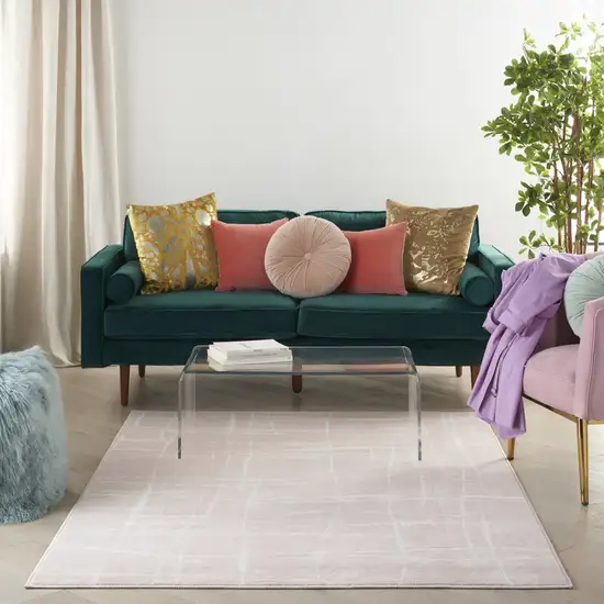 Pink and Ivory Abstract Geometric Area Rug Photo 4