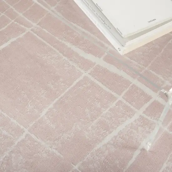 Pink and Ivory Abstract Geometric Area Rug Photo 7