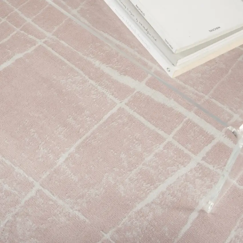 Pink and Ivory Abstract Geometric Area Rug Photo 7