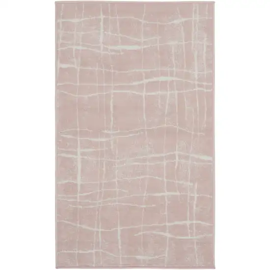 Pink and Ivory Abstract Geometric Area Rug Photo 1