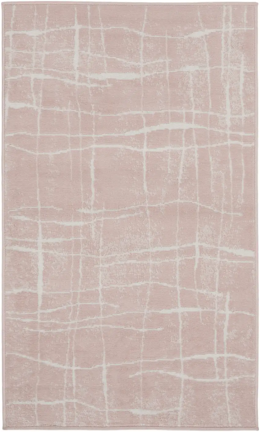 Pink and Ivory Abstract Geometric Area Rug Photo 1