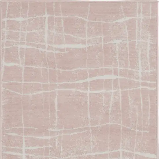 Pink and Ivory Abstract Geometric Area Rug Photo 6