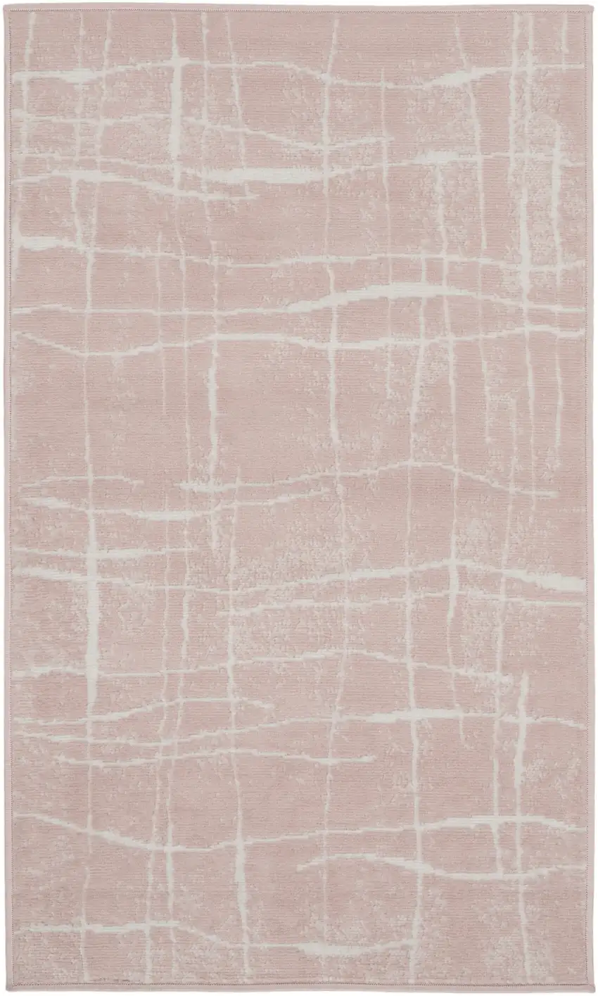Pink and Ivory Abstract Geometric Area Rug Photo 2