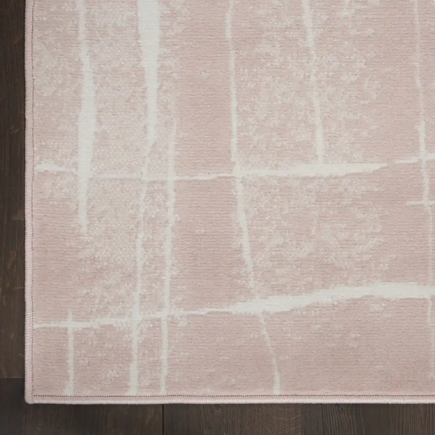 Pink and Ivory Abstract Geometric Area Rug Photo 7