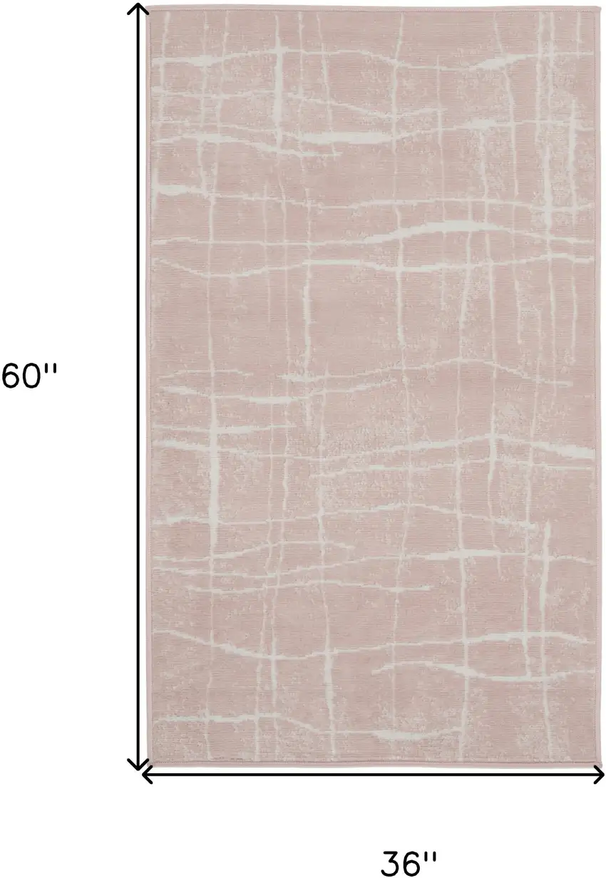 Pink and Ivory Abstract Geometric Area Rug Photo 3