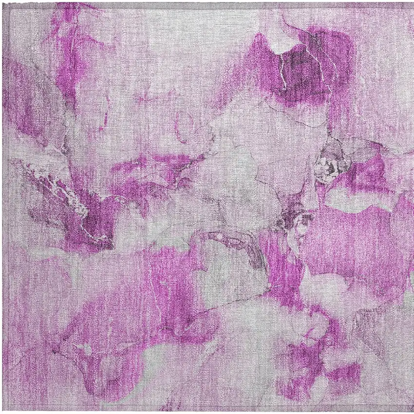 Pink and Ivory Abstract Washable Non Skid Indoor Outdoor Area Rug Photo 7