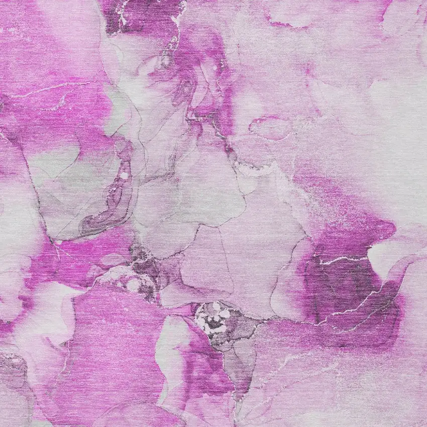 Pink and Ivory Abstract Washable Non Skid Indoor Outdoor Area Rug Photo 6