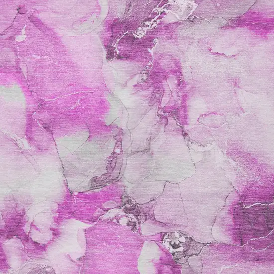 Pink and Ivory Abstract Washable Non Skid Indoor Outdoor Area Rug Photo 6